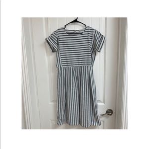 Gray and White Striped Dress